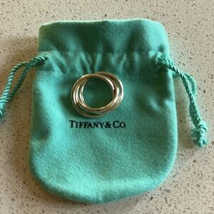 Vintage Tiffany sterling silver rolling triple ring, size 7, rare, just polished